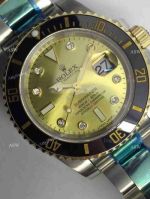 Swiss Copy Rolex Submariner Watch 2-Tone Gold Face Diamond Markers